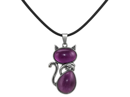 Edelstein-Halskette Katze (Amethyst)