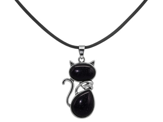 Edelstein-Halskette Katze (Blue Goldstone)
