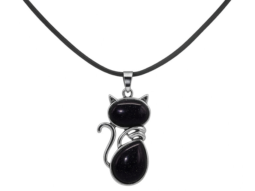 Edelstein-Halskette Katze (Blue Goldstone)