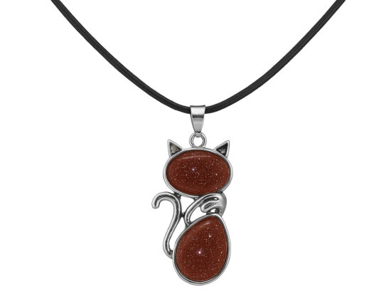Edelstein-Halskette Katze (Goldstone)