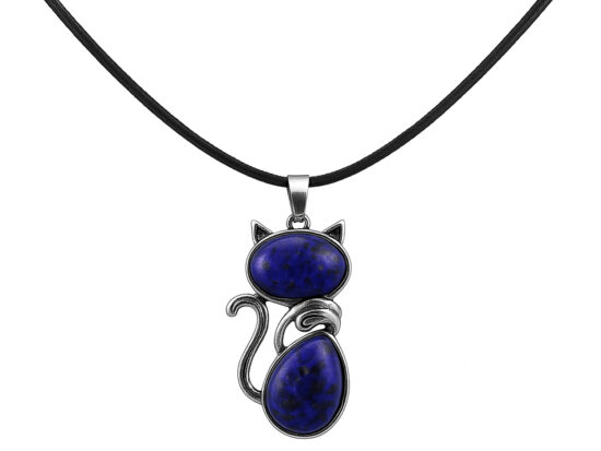 Edelstein-Halskette Katze (Lapis Lazuli)