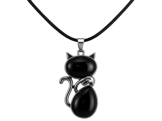 Edelstein-Halskette Katze (Onyx)